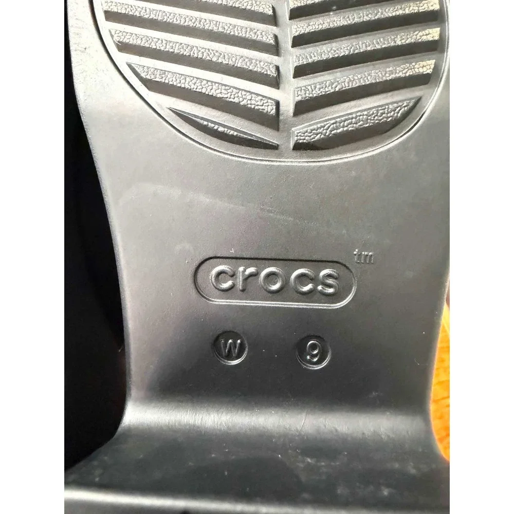 Crocs Women's 9 Brooklyn High Shine Heeled Mules Black Platform Wedge Slides